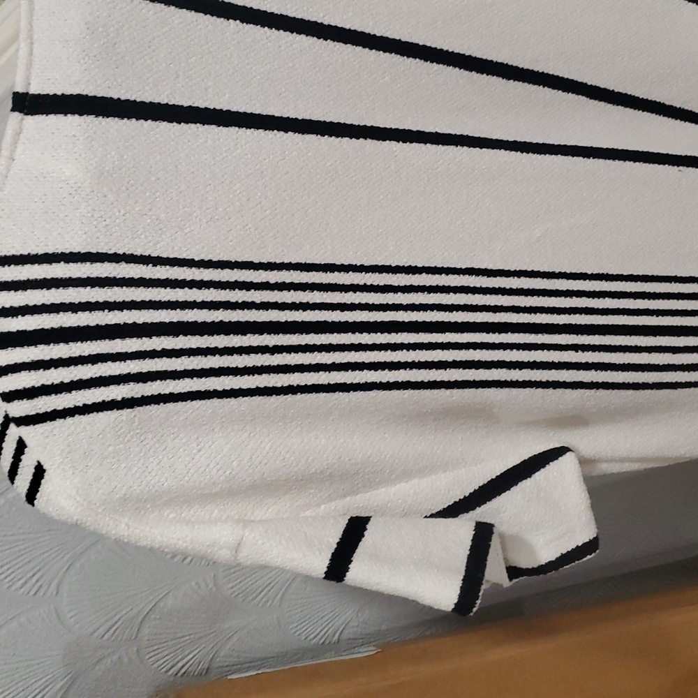 St John white black Terry Cloth  striped knit tunic dress size L - Picture 16 of 16